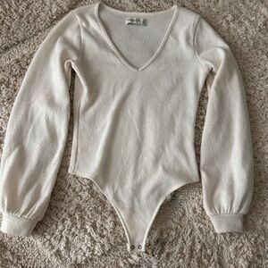 Cream Long Sleeve Knit Bodysuit